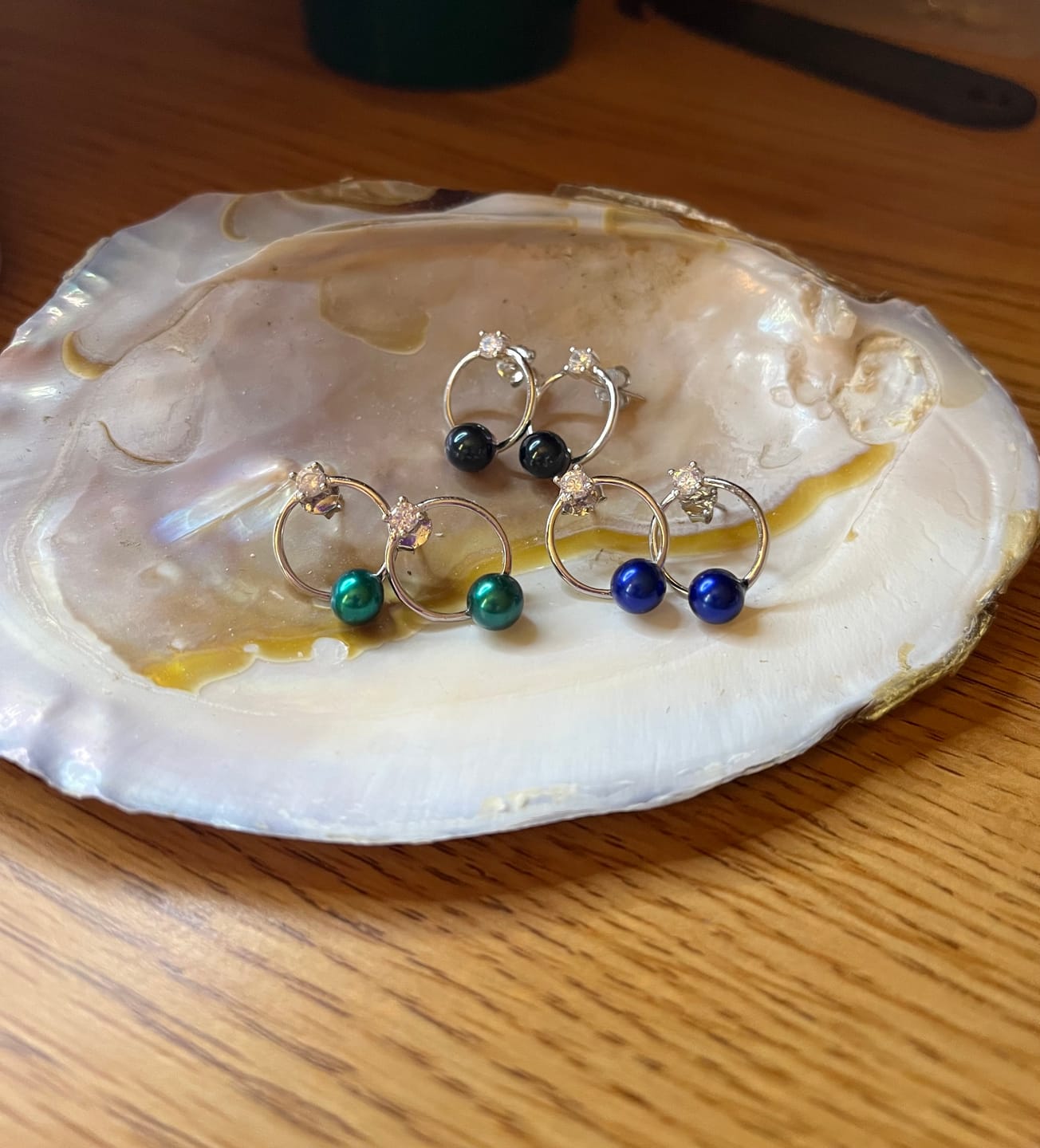 Customer photo review of DIY Mount Earrings - 925 Sterling Silver Rhinestone Circle Earrings