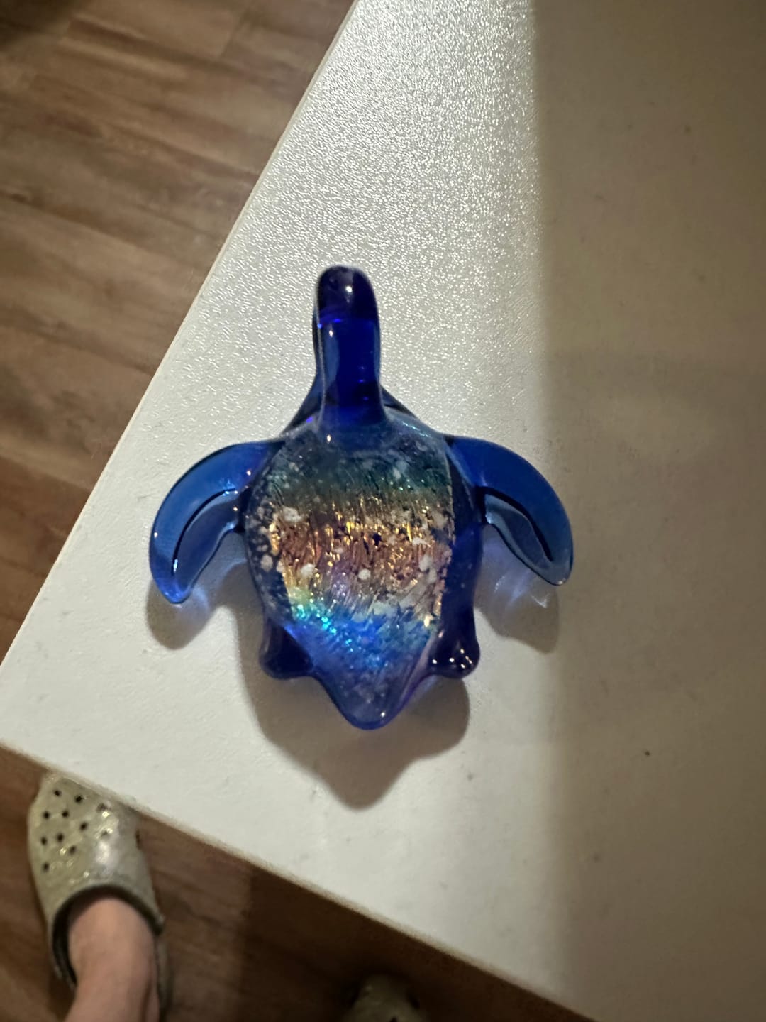 Customer photo review of Dichroic Turtle Pendant with Infused Cremation Ashes