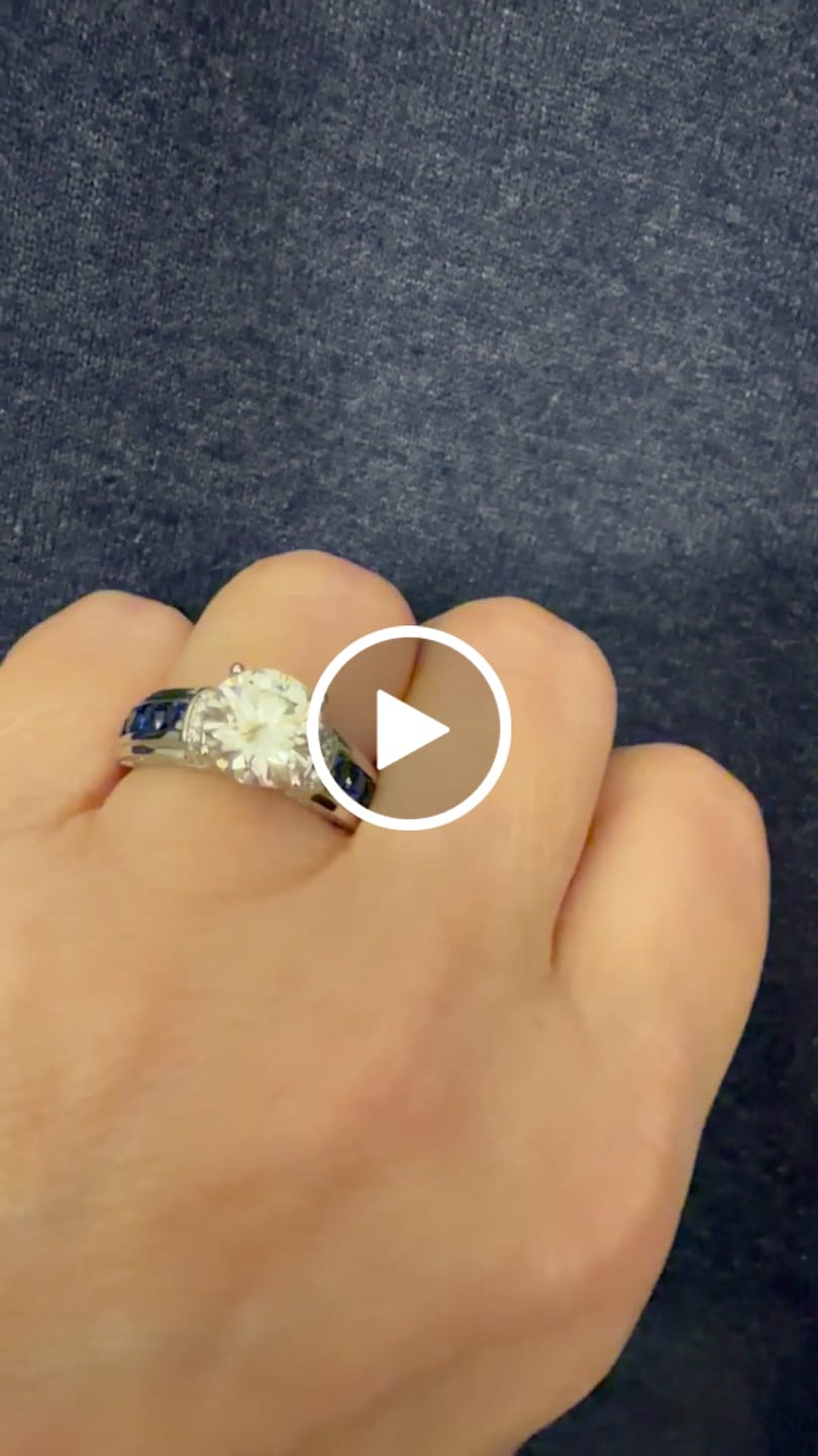 Customer video review of Moissanite With Channel Set Sapphire Accents Engagement Ring
