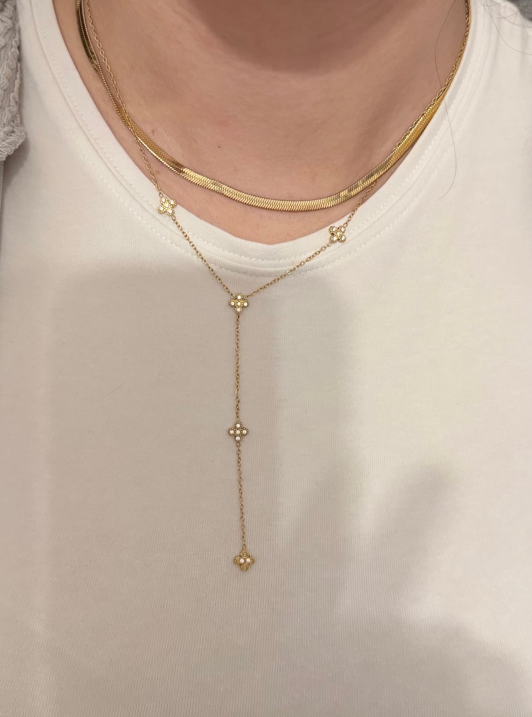 Customer photo review of Pave Flower 2.0 Kette 14K Vergoldet