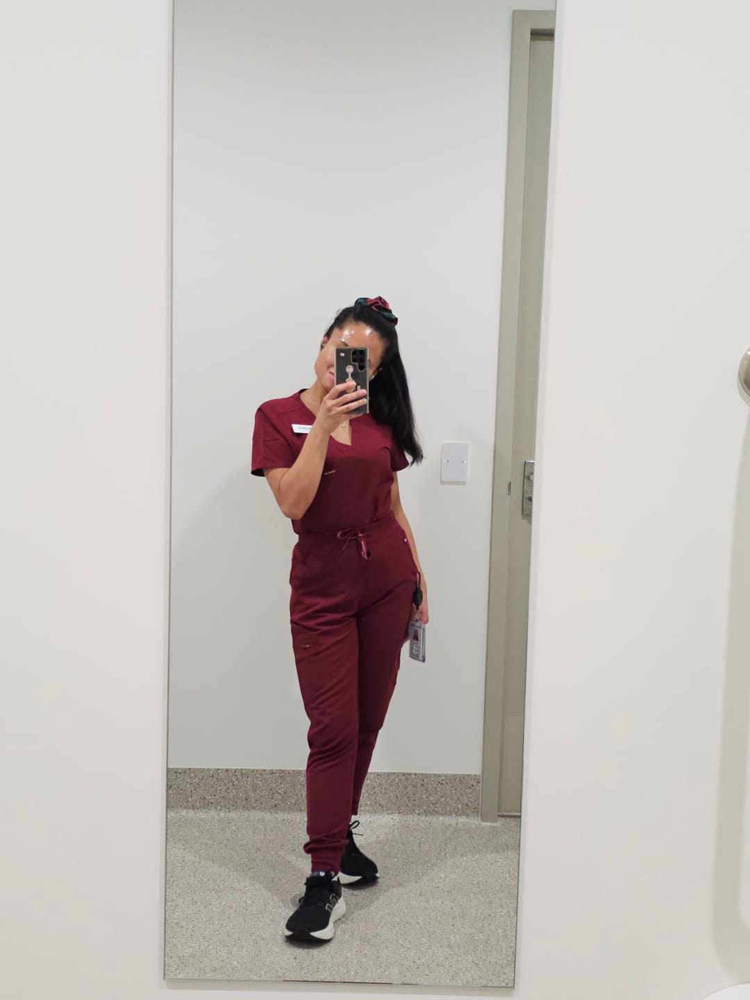 Customer photo review of FLORENCE Three Chest Pocket Scrub Top - Maroon | SLTECH™