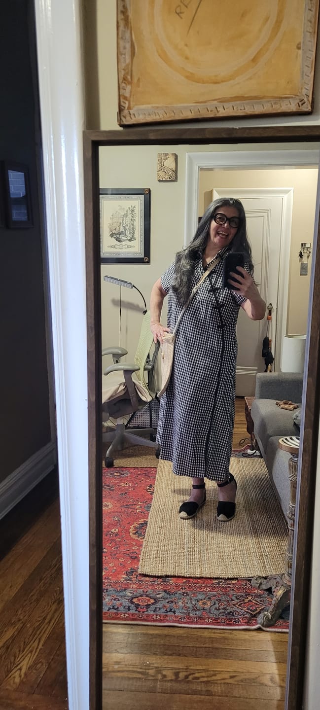 Customer photo review of Plus Size Women Summer Vintage Plaid Frog Loose Dress
