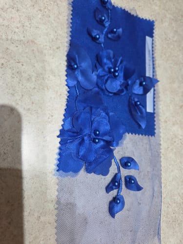 Customer photo review of Royal Blue 3D Flower Beaded Lace Mesh