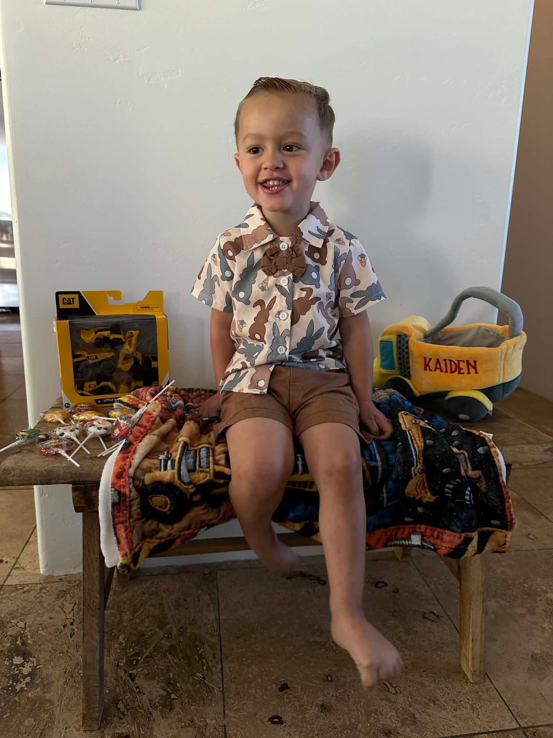 Customer photo review of Construction Machines - Personalized Kid Blanket