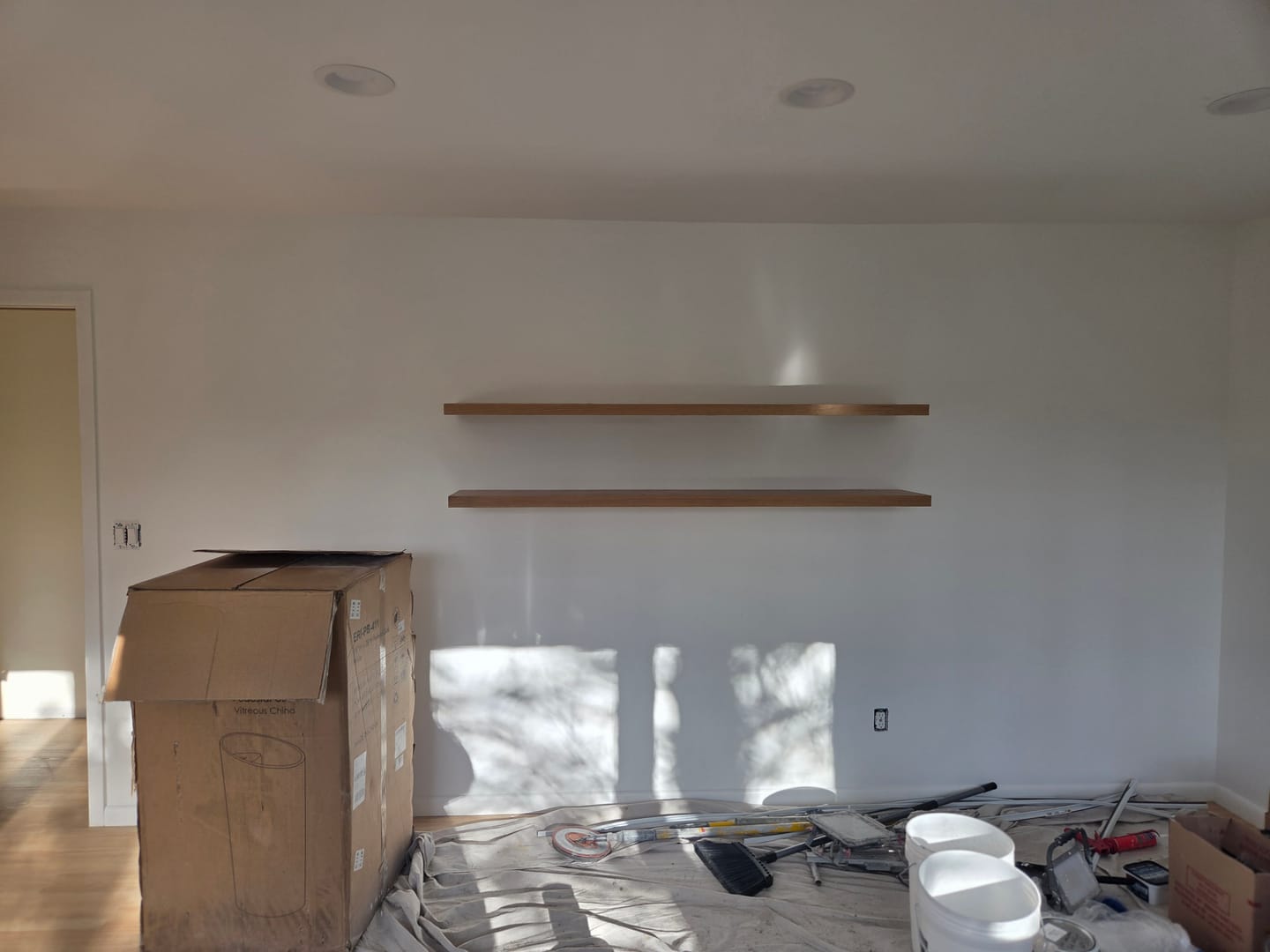 Customer photo review of White Oak Floating Shelves