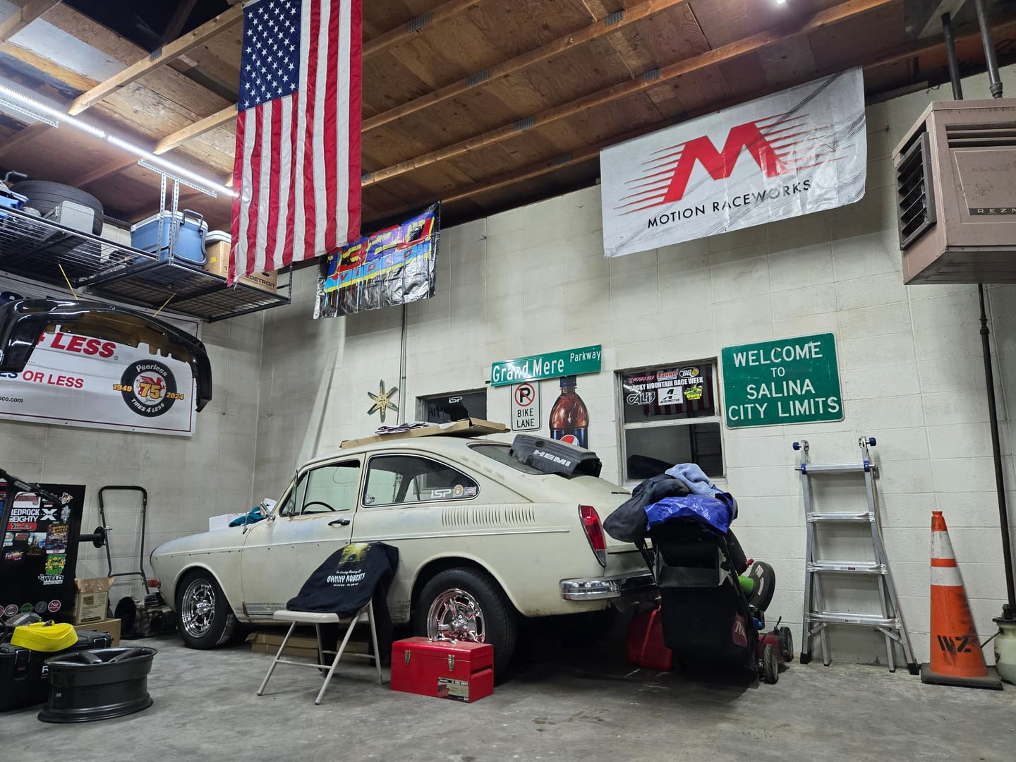 Customer photo review of Motion Raceworks Shop Banner 3'x6'