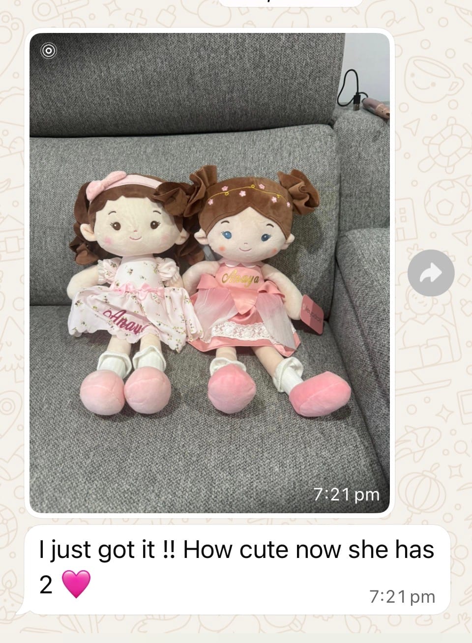 Customer photo review of Leyadoll Soft Plush Personalized Leya Doll, My First Baby Doll