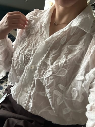 Customer photo review of Tina Long Sleeve Embroidered Blouse