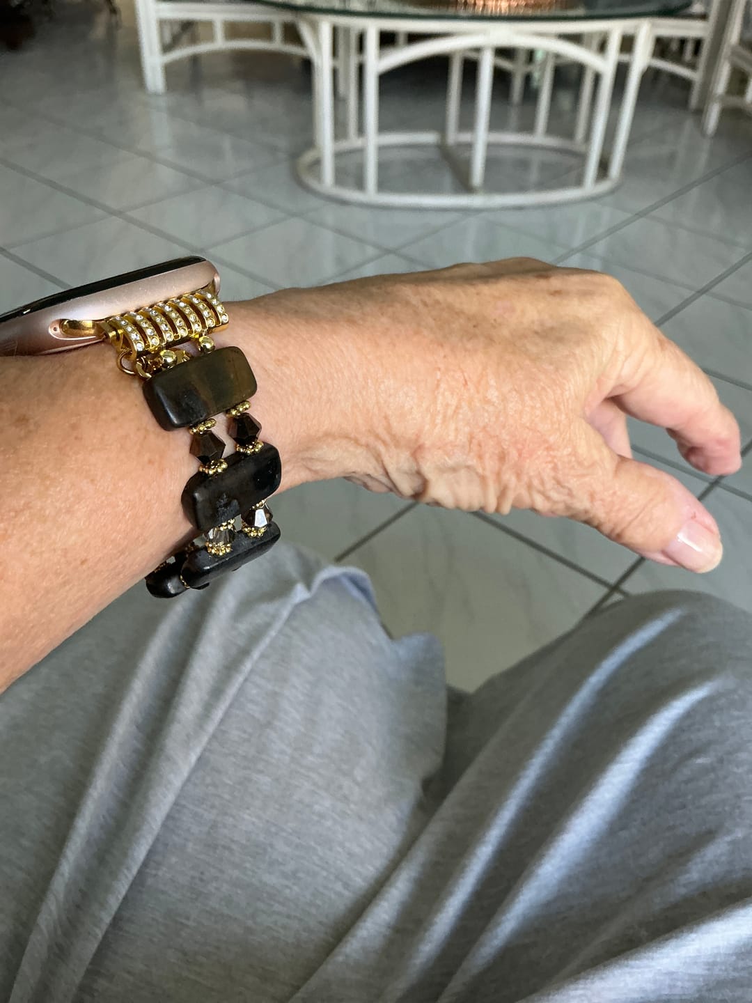 Customer photo review of Obsidian Muse Stretch Apple Watch Strap