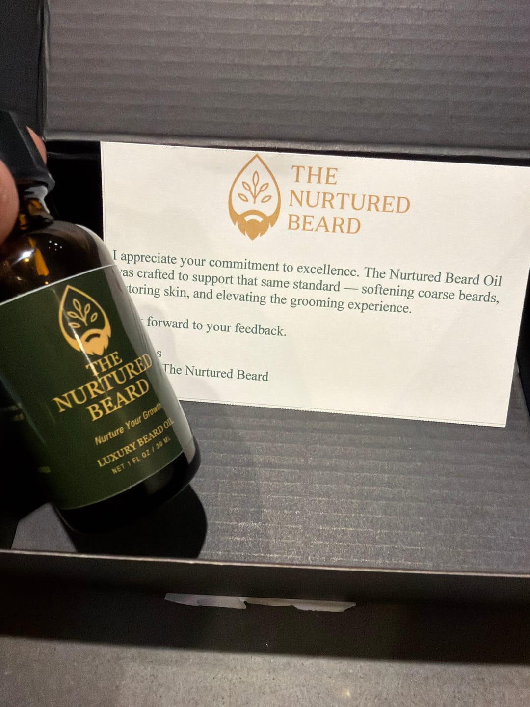 Customer photo review of The Nurtured Beard Oil