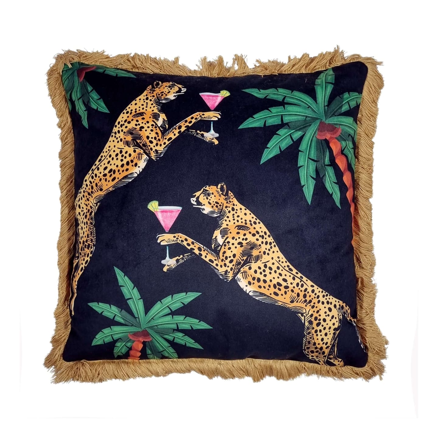 Customer photo review of Queen K Cocktail Cheetah Decorative Cushion with Fringe