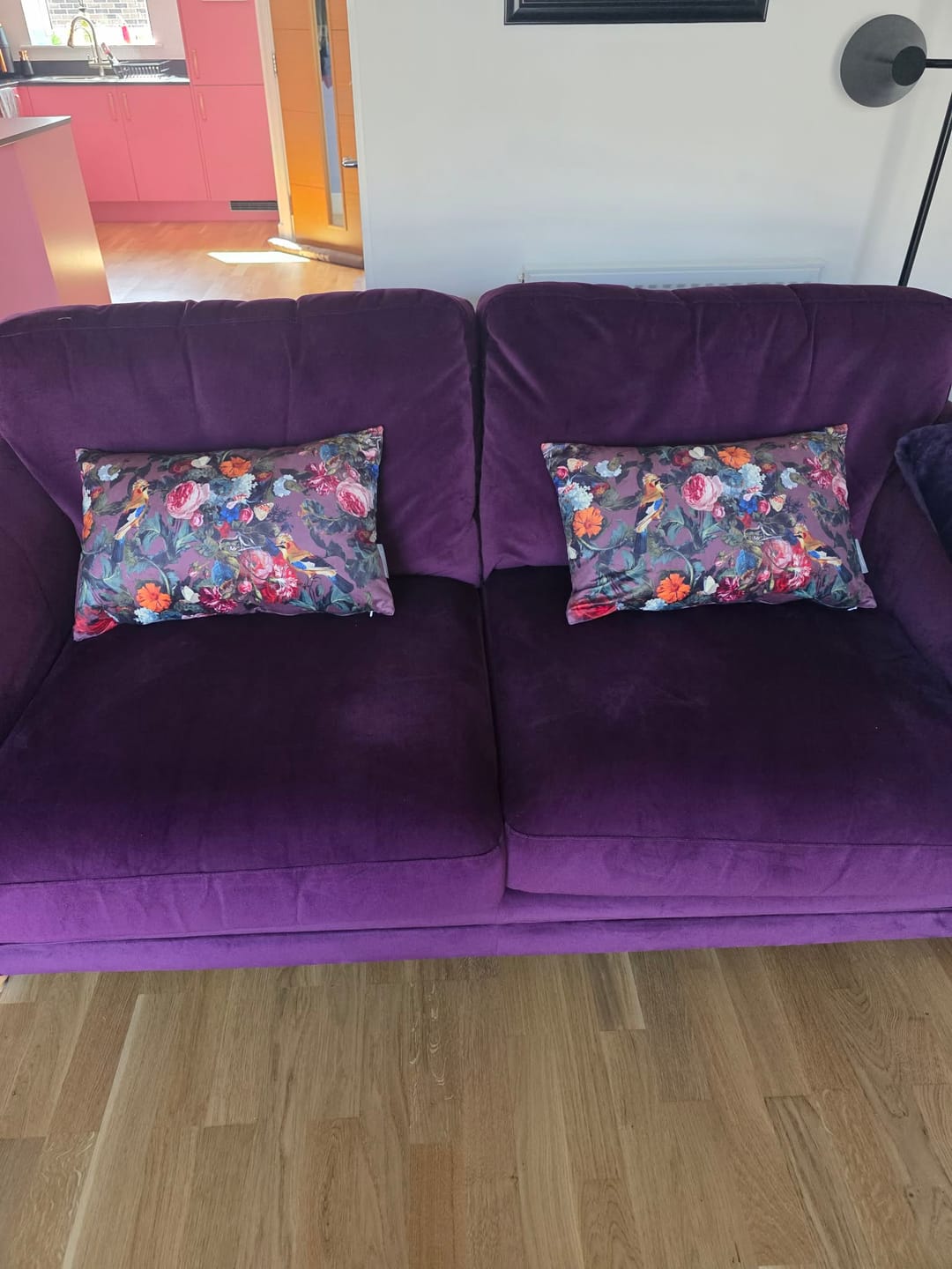 Customer photo review of Birds In Paradise | Sustainable Velvet Rectangle Cushion