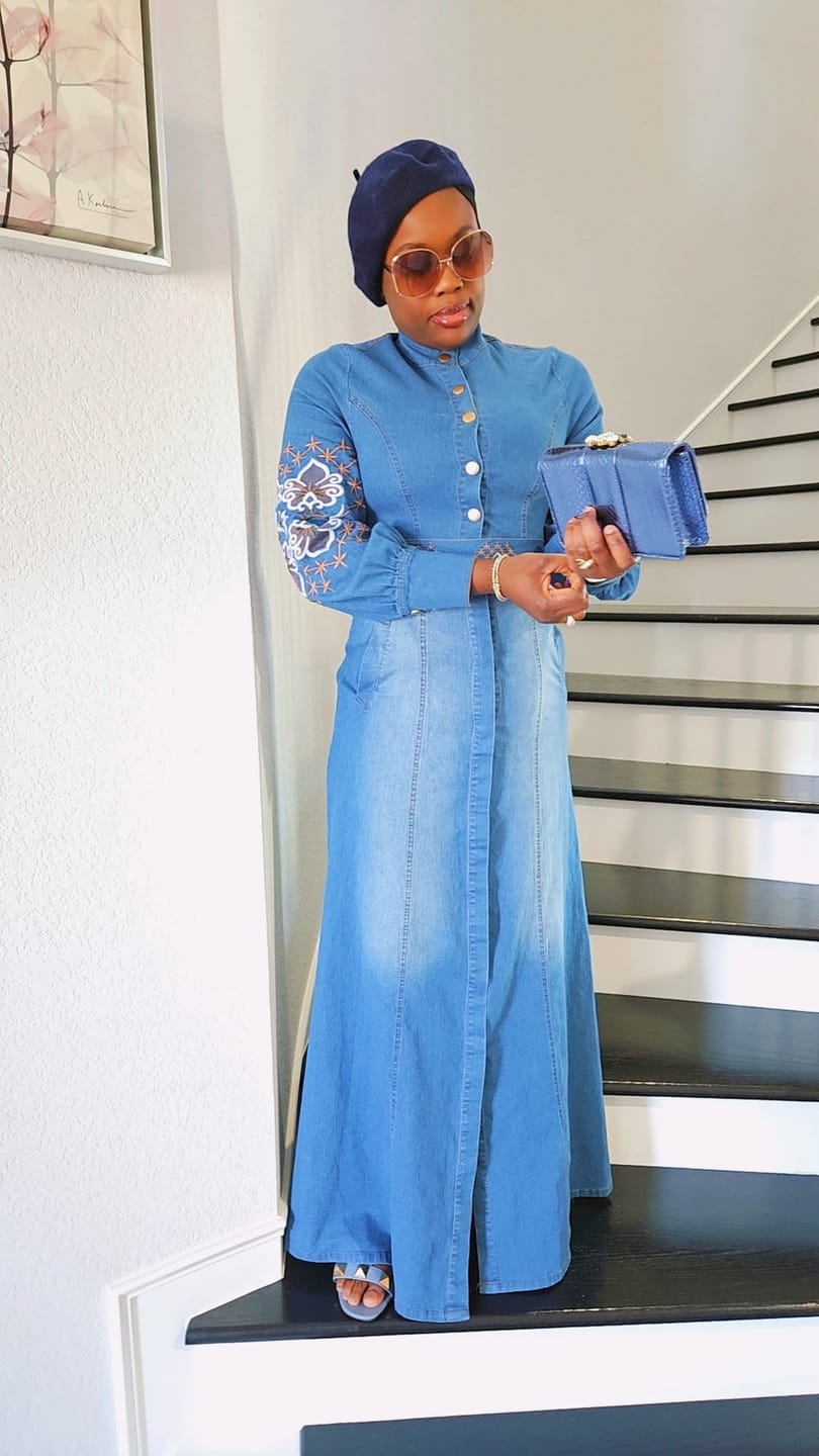 Customer photo review of Indigo Breeze - Embroidered Denim Maxi Shirt Dress