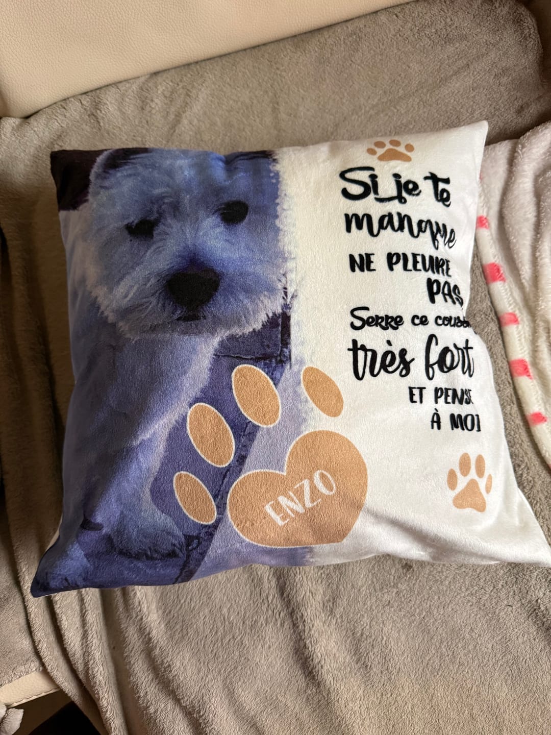 Customer photo review of Si je te manque - Coussin personnalisé