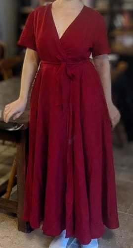 Customer photo review of Swing Wrap Midi Linen dress 4248