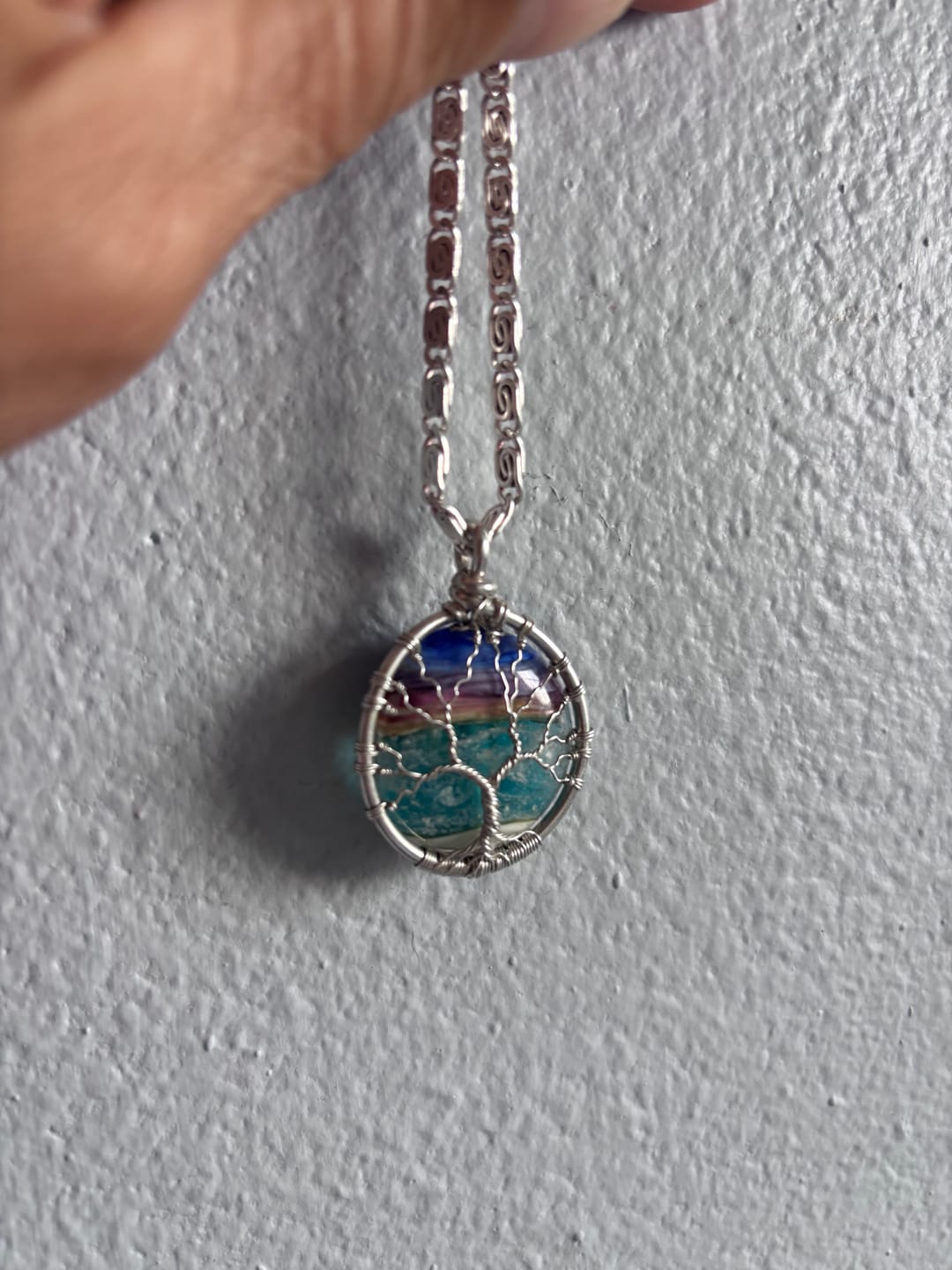 Customer photo review of Ocean Beach Sunset Tree of Life Cremation Pendant