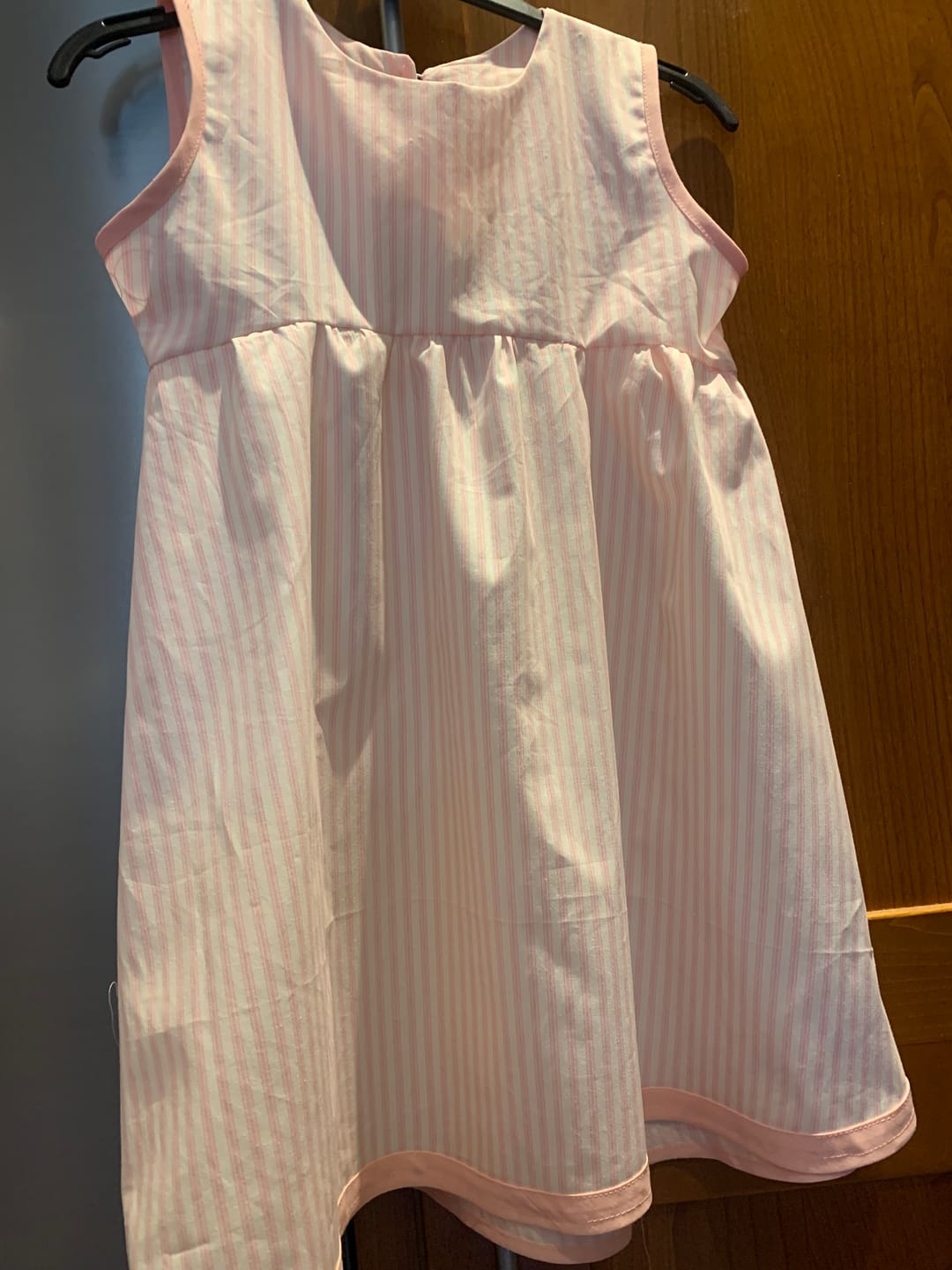 Customer photo review of Ticking Stripes Rose & Hubble Cotton Poplin Fabric