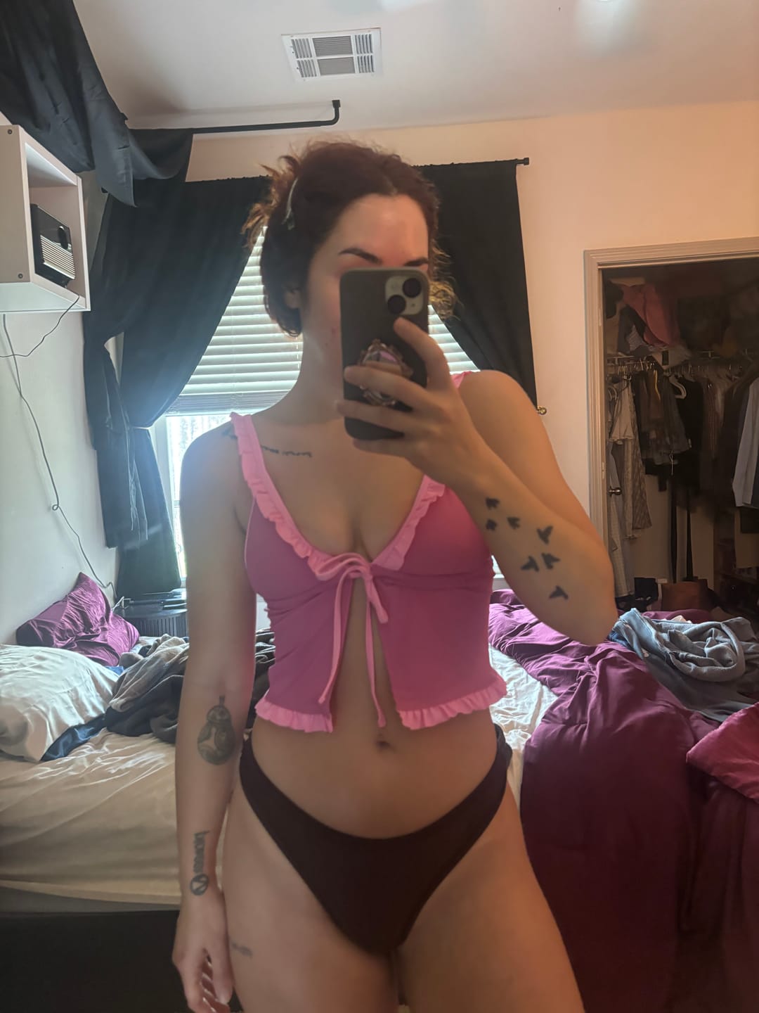 Customer photo review of LILY-TANKINI Poppy Pink Ruffle Triangle Tankini Top