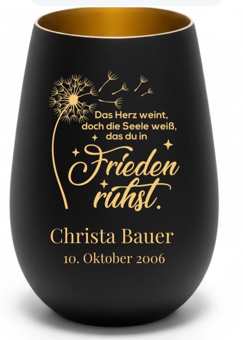 Customer photo review of Windlicht - Trauerlicht - personalisierbar