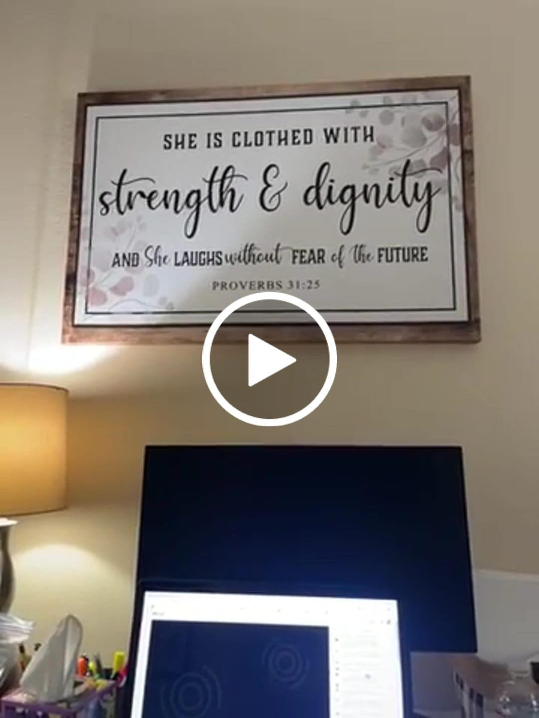 Customer video review of Proverbs 31:25 Wall Art: She Is Clothed With Strength & Dignity Wall Art Canvas