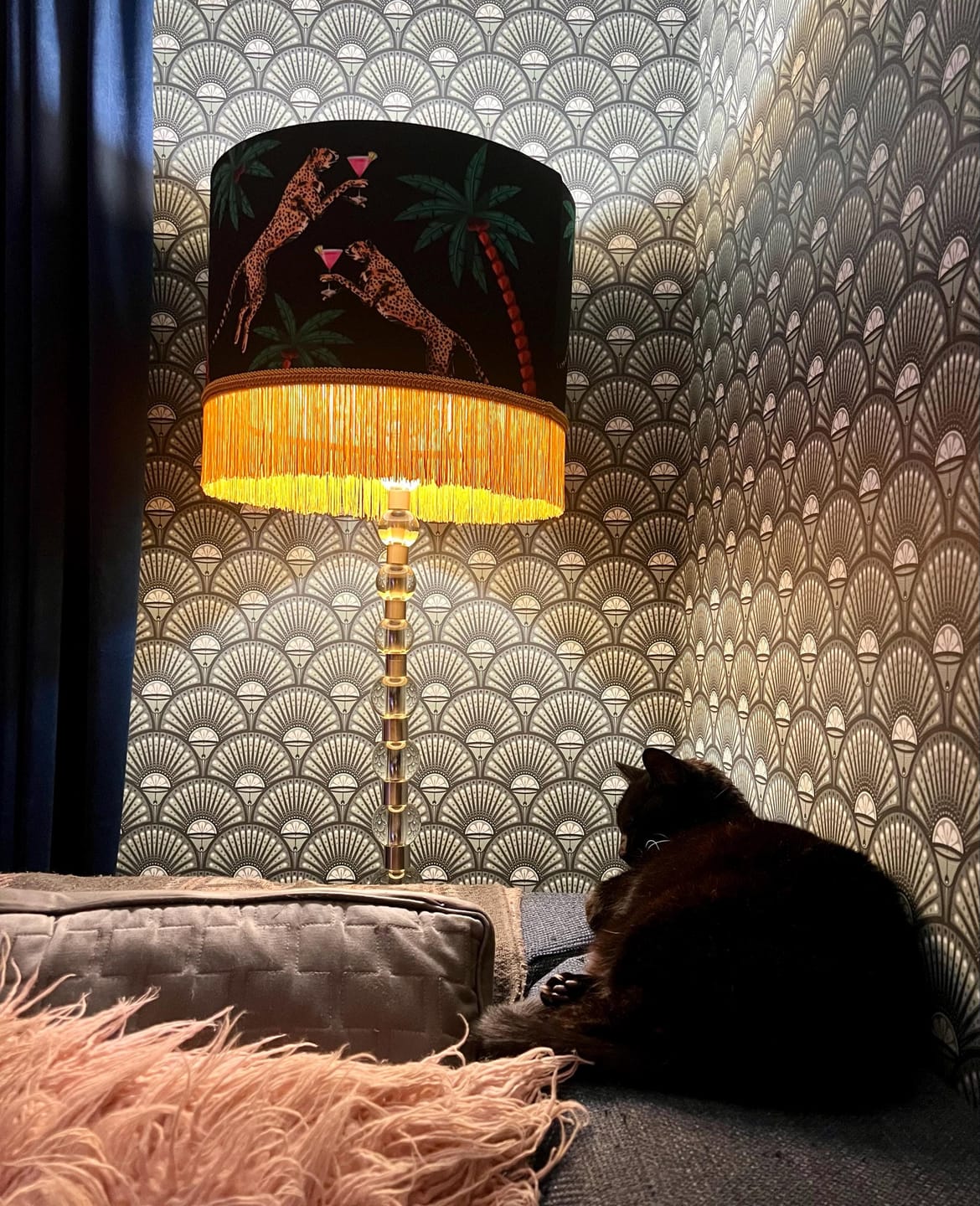 Customer photo review of Cocktail Cheetah Tassel Drum Lampshade Black