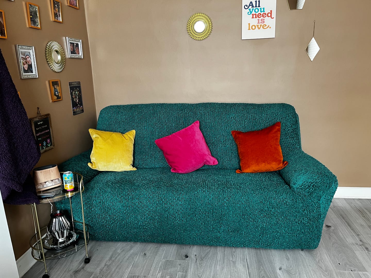 Customer photo review of 3 Seater Sofa Cover - Green, Velvet Collection