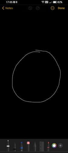 Customer shows the NOT.ESP app's interface with a white circle drawn on the black screen, demonstrating the product's effect.