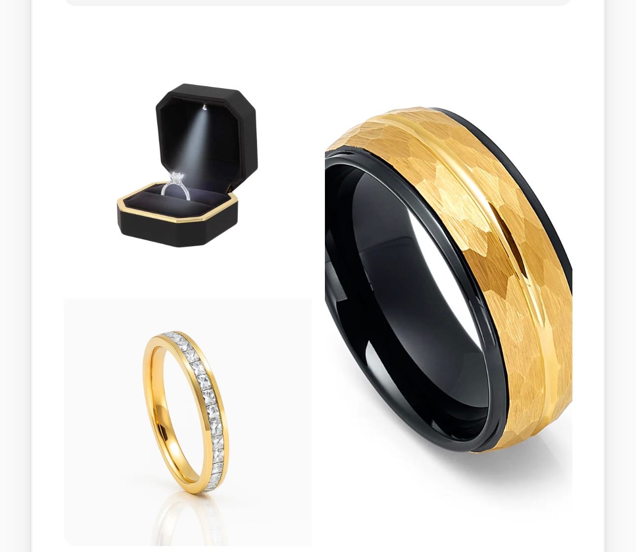 Customer photo review of LED Light Ring Box Engagement Ring Case Velvet Jewelry Gift Box Case Ring Holder Black