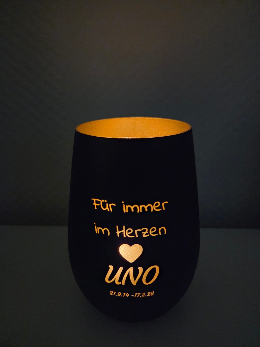 Customer photo review of Personalisiertes Gedenklicht