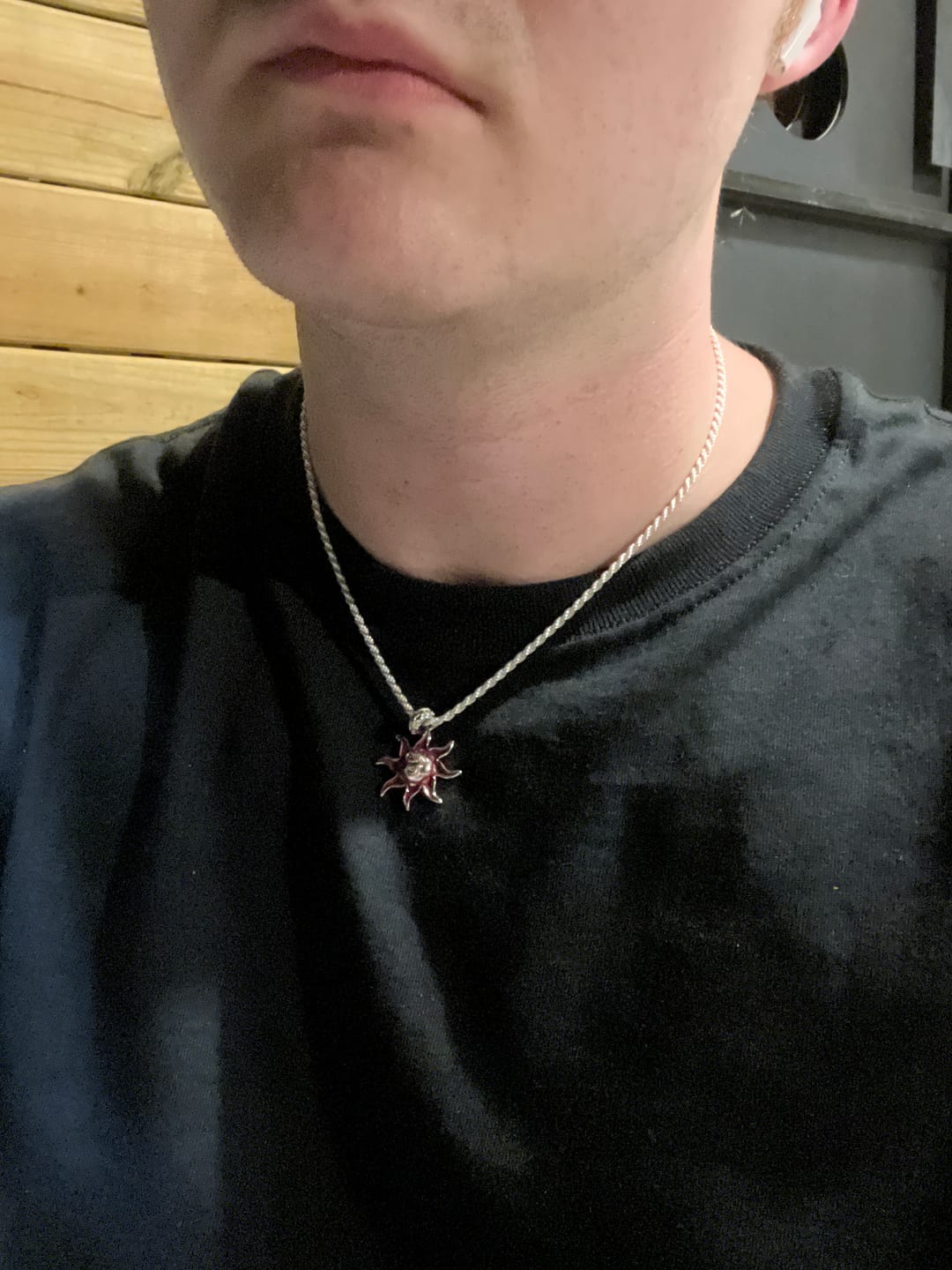 Customer photo review of SUNNY THE SOMBER SUN PENDANT
