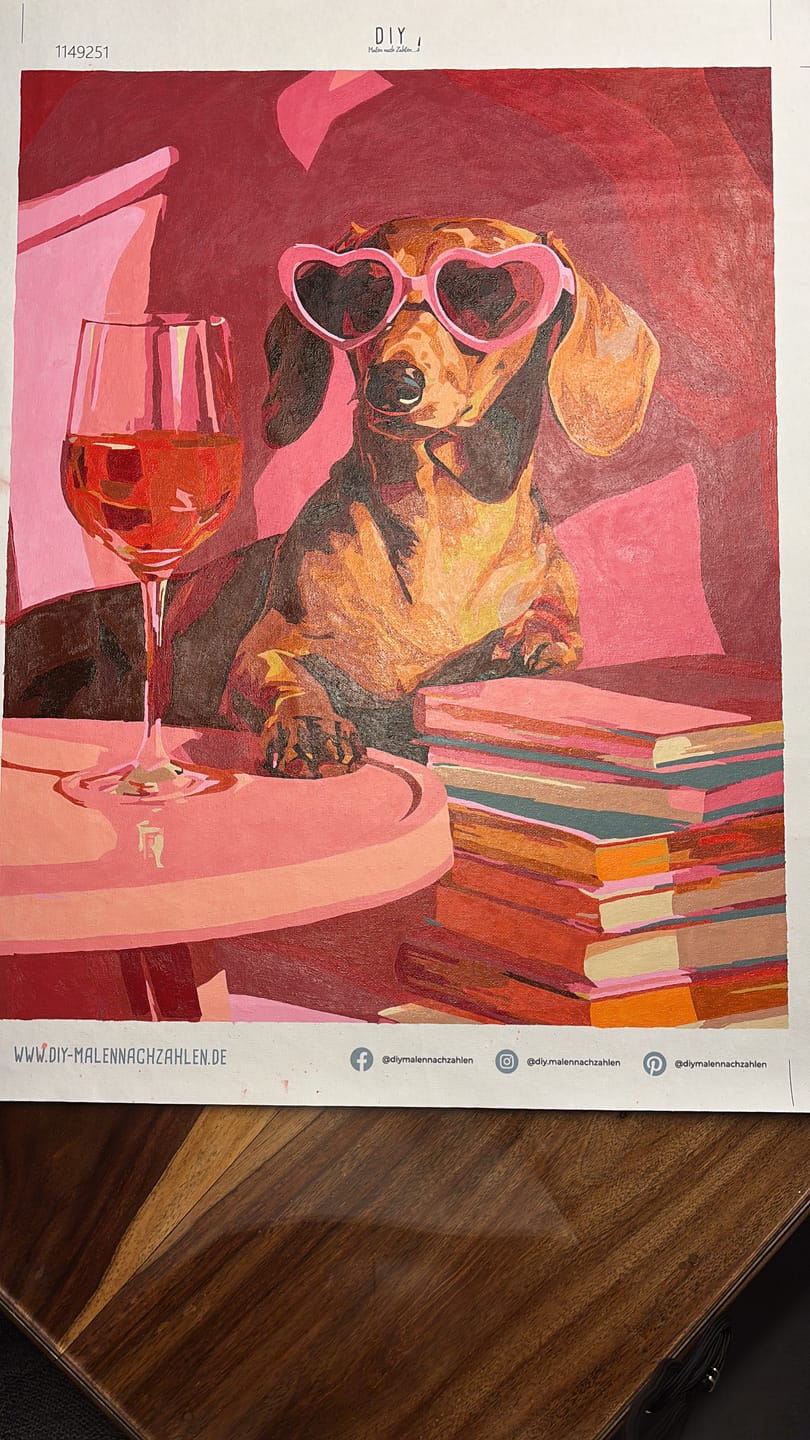 Customer photo review of Malen nach Zahlen - Dackel in Pink