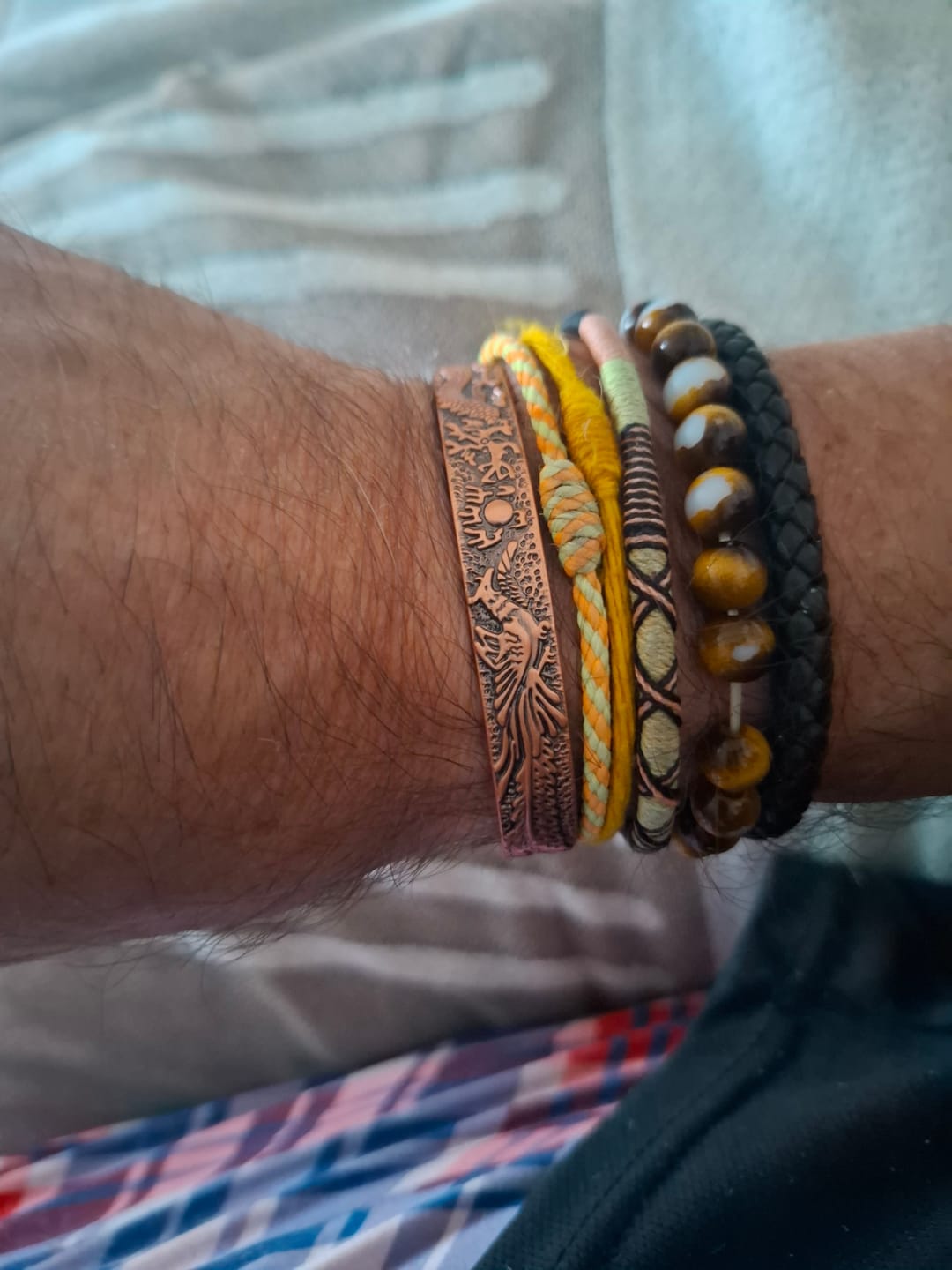 Customer photo review of Buddha Stones Dragon Phoenix Magnetic Solid Copper Cuff Bracelet Bangle