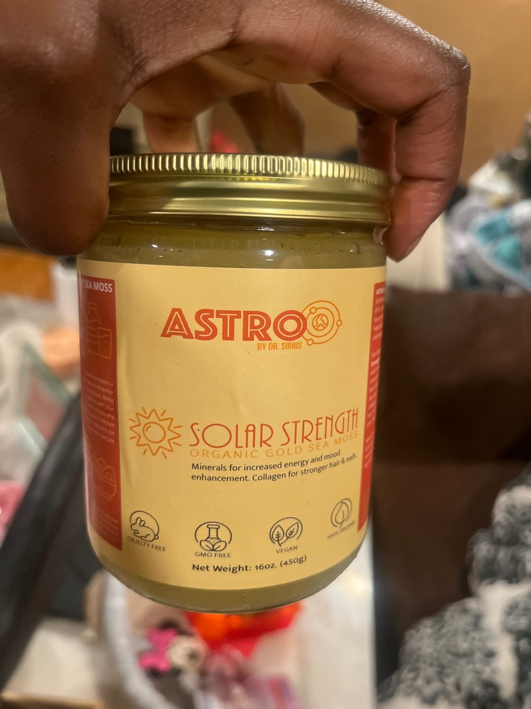 Customer photo review of Astro Brand Solar Strength Gold Sea Moss Gel 16oz.