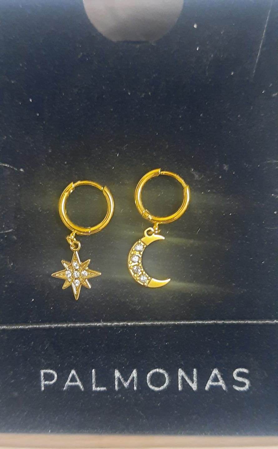Customer photo review of Studded Star Moon Hoop Earrings