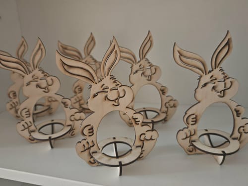Customer photo review of Laser cut Easter bunny egg stand svg file