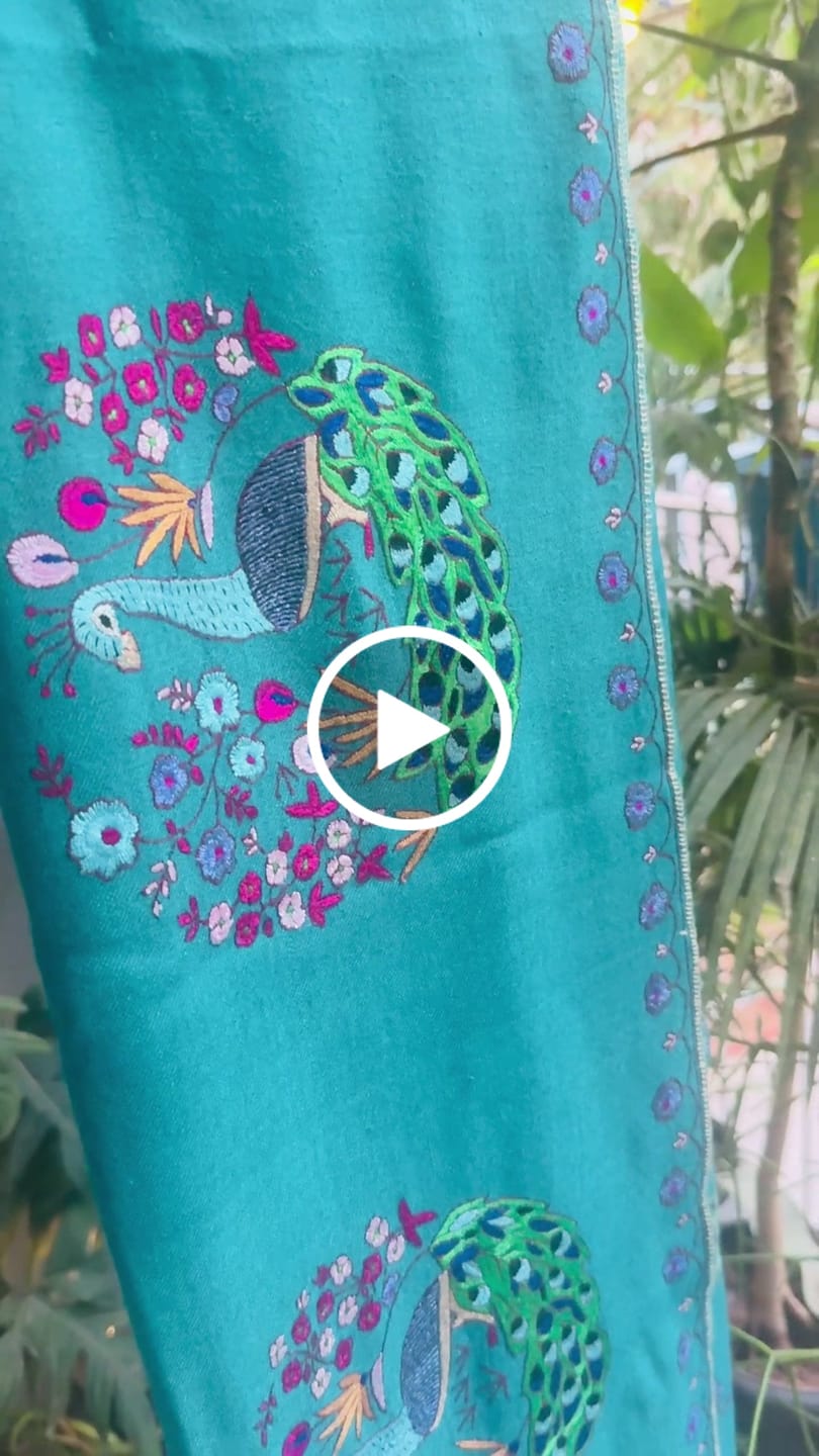Customer video review of Peacock Embroidered Daur Handwoven Pashmina Shawl.