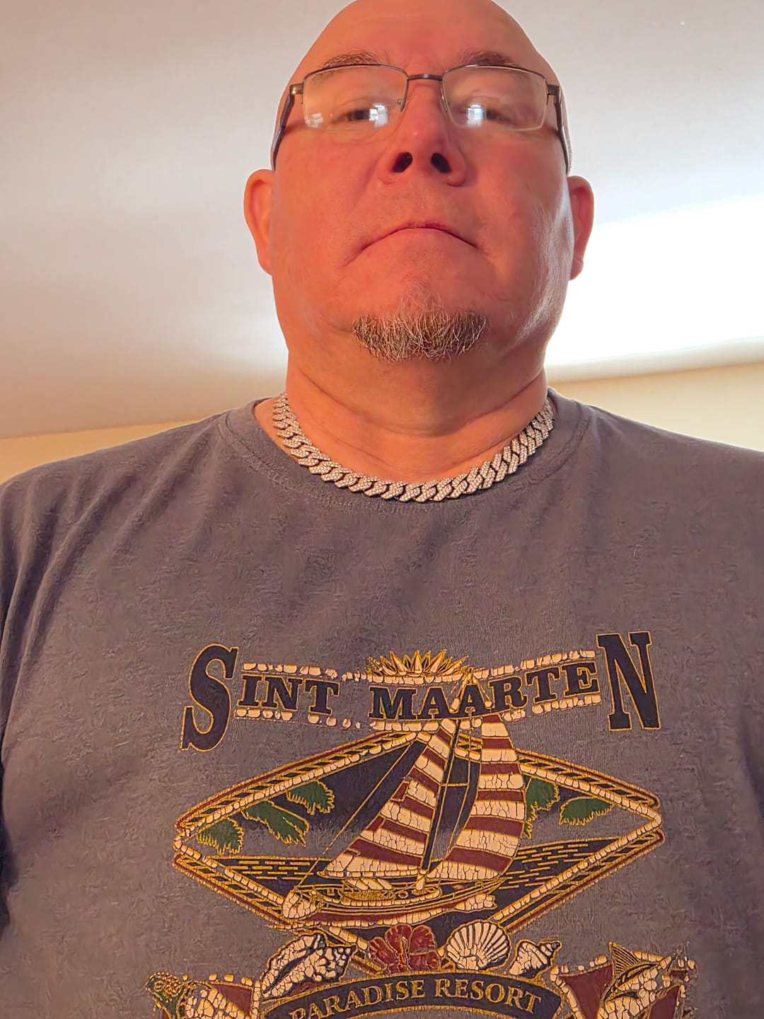 Customer photo review of Diamond Prong Iced Cuban Link Chain