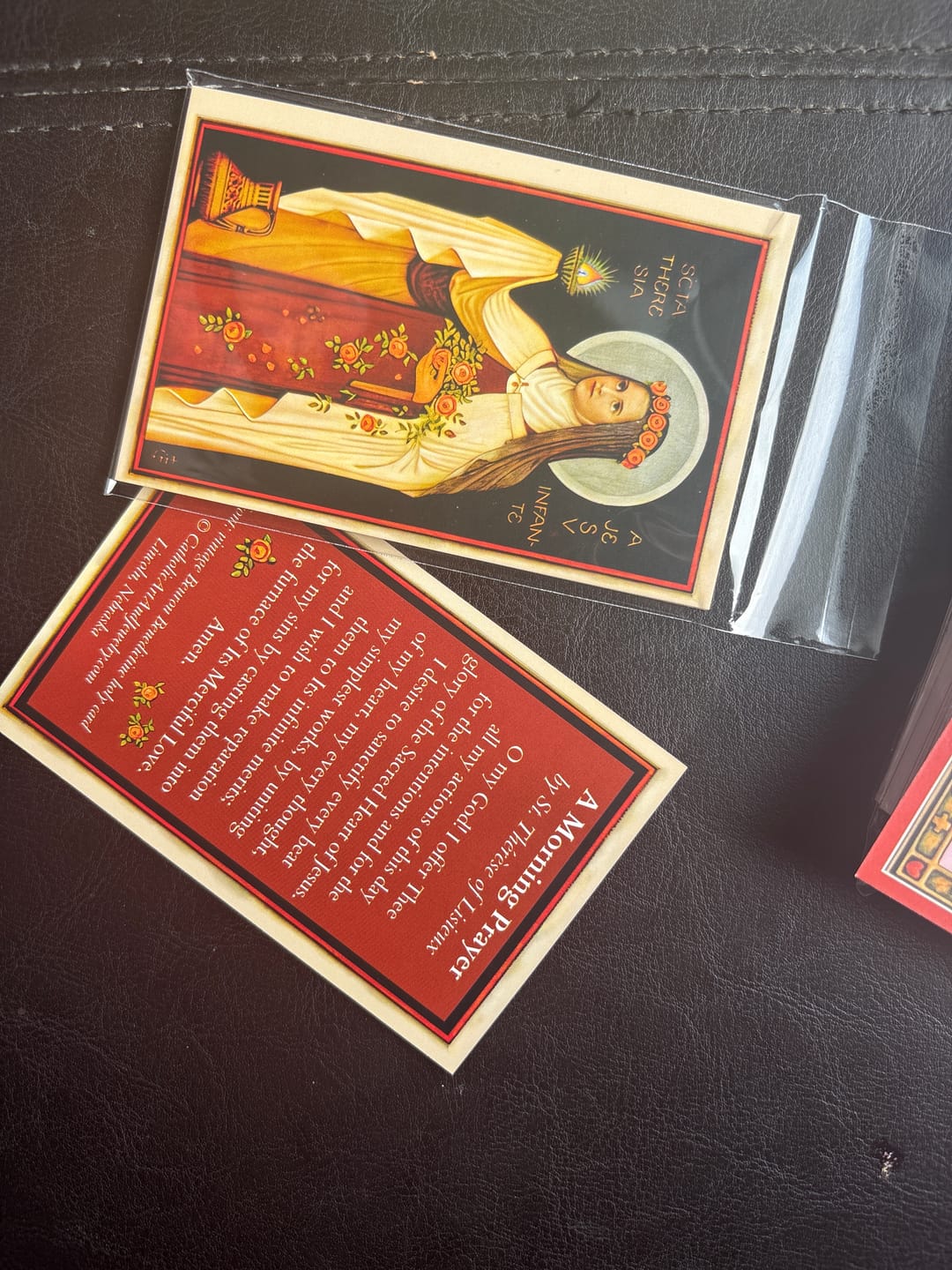 Customer photo review of New! St. Therese of Lisieux – Her Own Morning Offering – pack of 10/100/1000 – Vintage Holy Card