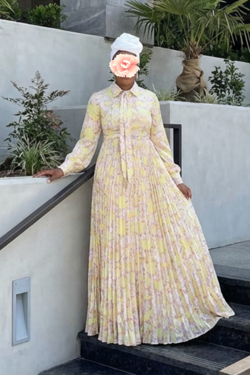 Customer photo review of Golden Petal Maxi Dress