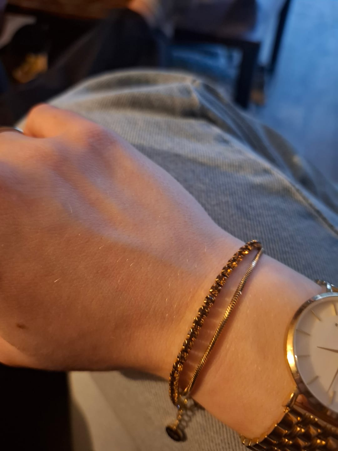 Customer photo review of Ava Gold Brown Bracelet