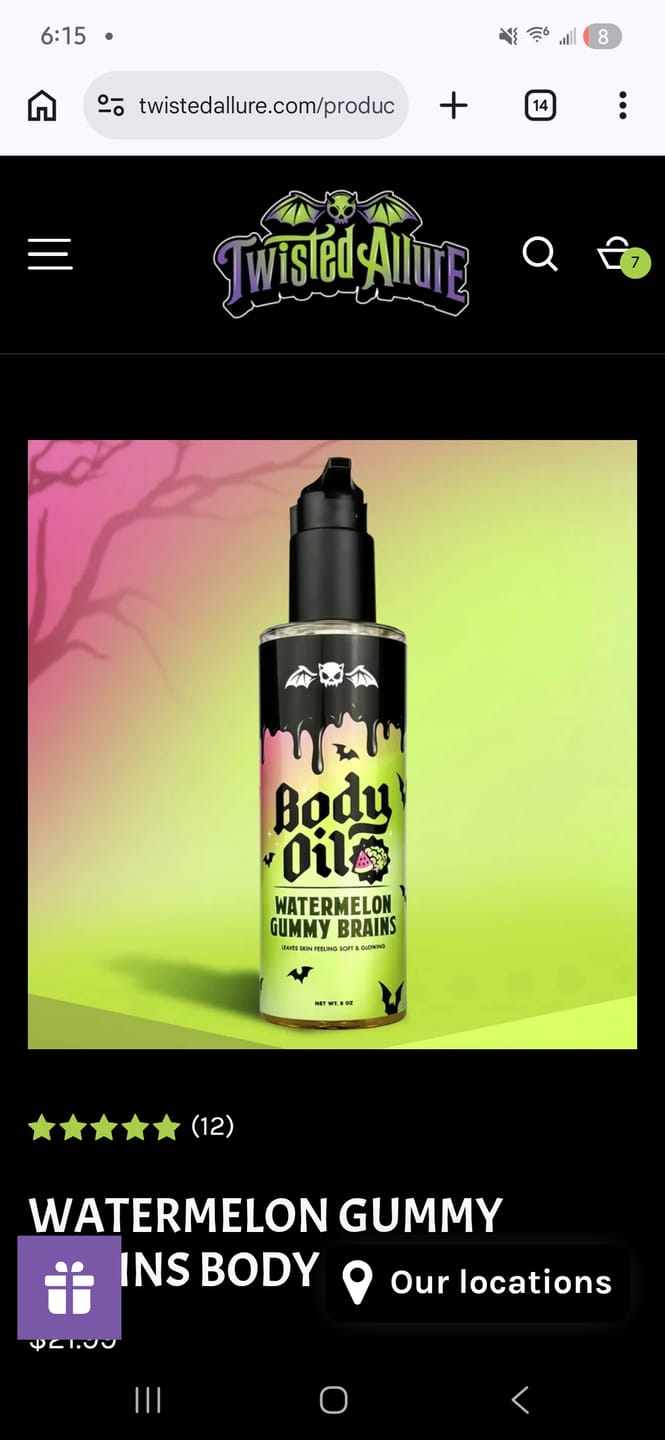 Customer photo review of Watermelon Gummy Brains Body Oil