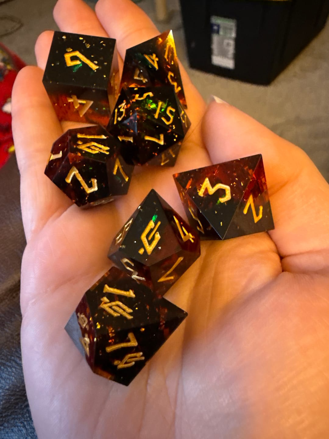 Customer photo review of Hellish Rebuke Sharp-Edged Resin Dice Set