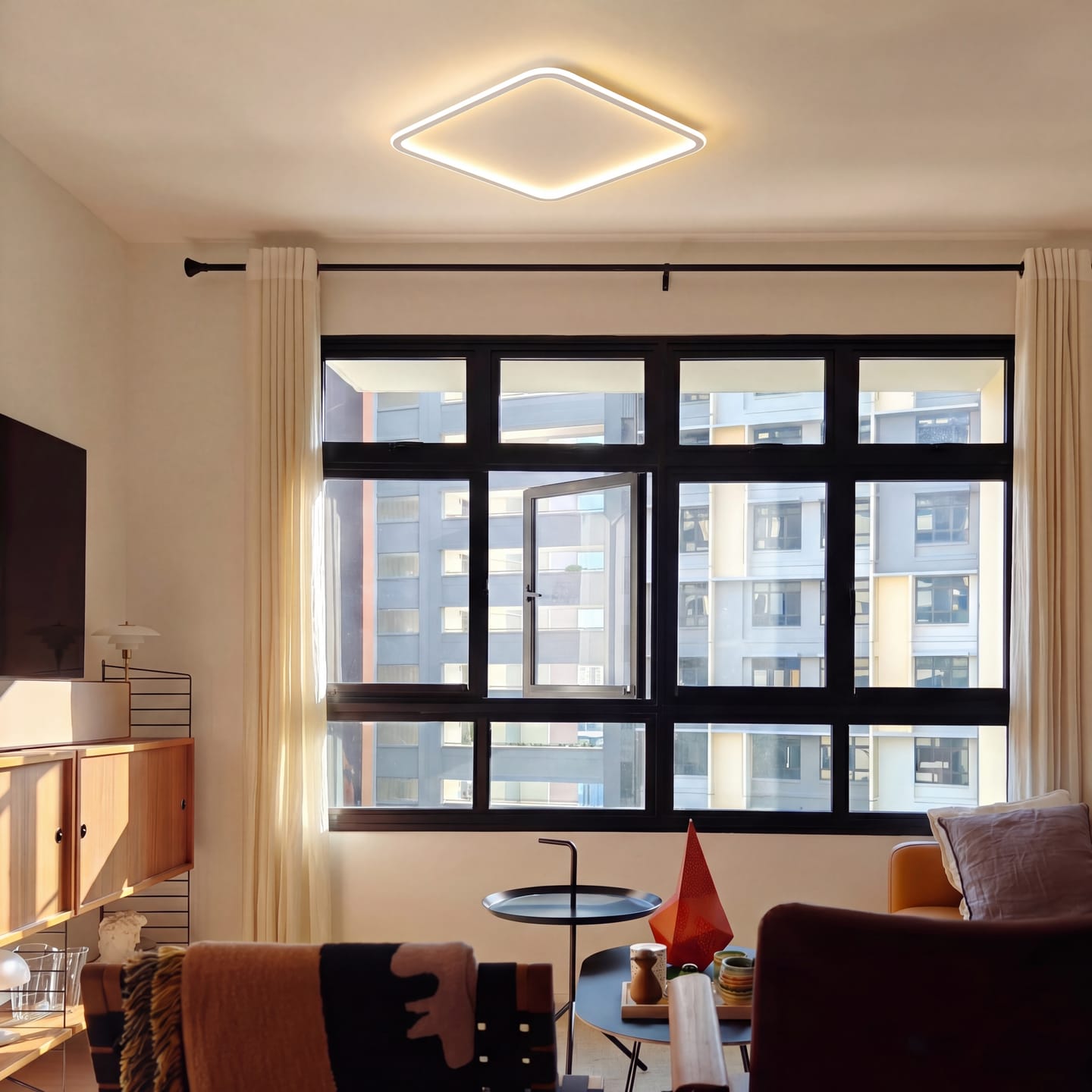 Customer photo review of ScandiGlobe | White Scandinavian Square Ceiling Light