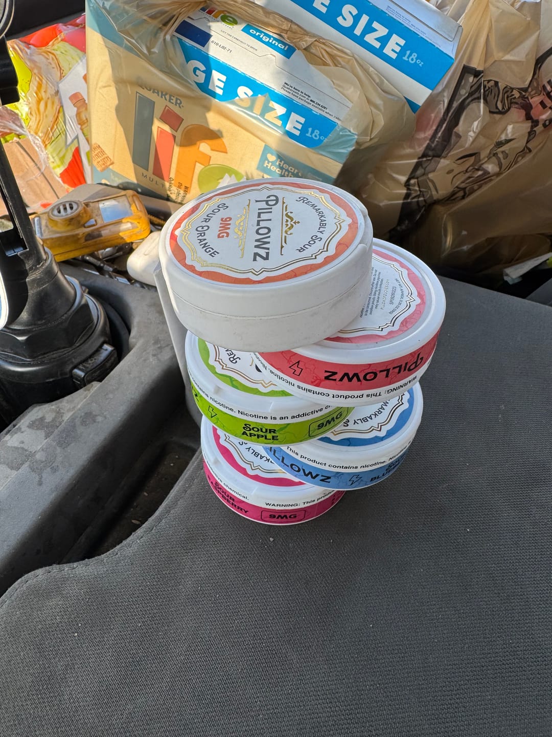 Customer photo review of Sour Pouches 5-Can Multi Flavor Pack