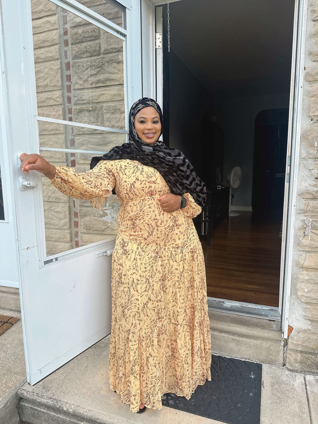Customer photo review of Floral Chiffon Maxi Dress