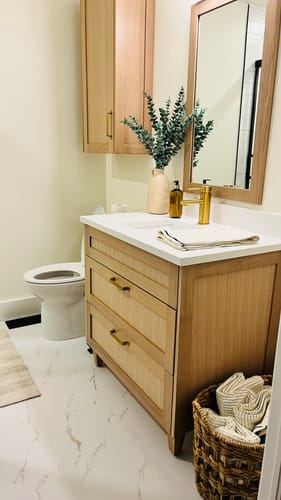 Customer photo review of Bridgeport 36" White Oak Bathroom Vanity - All Drawers