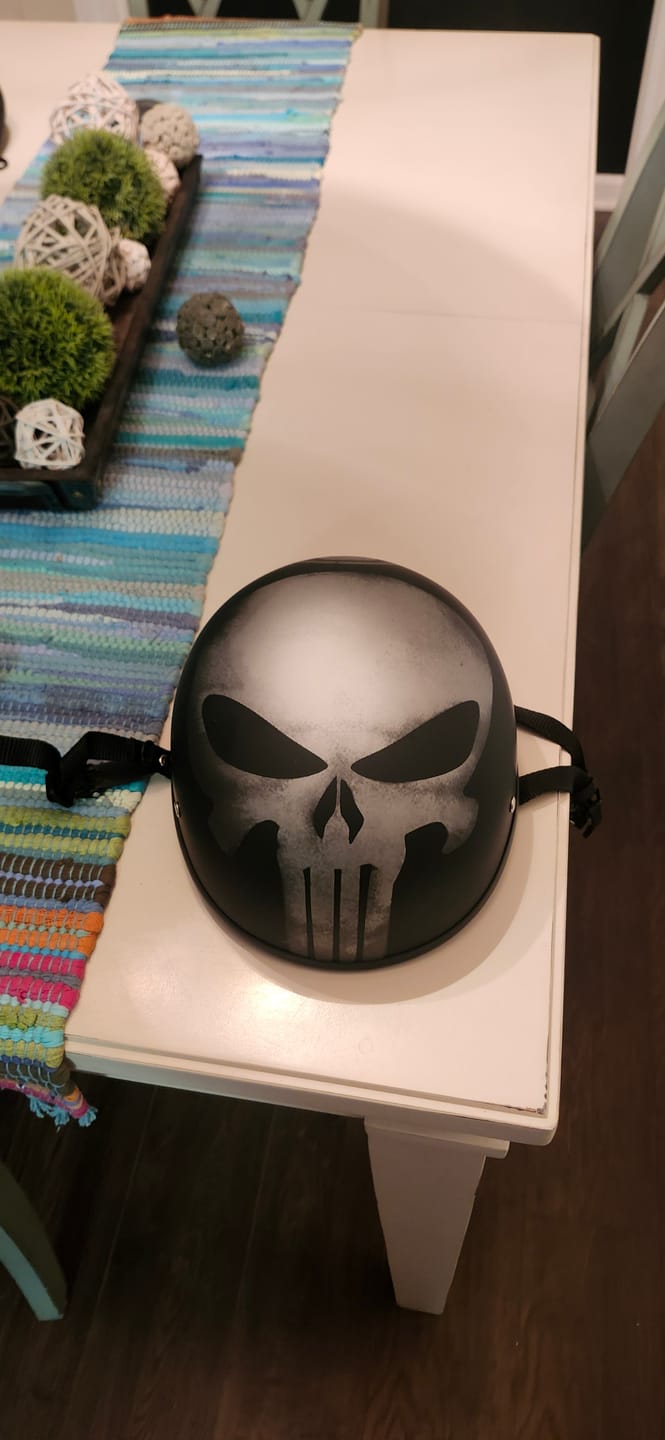 Customer photo review of Lightweight SOA Style DOT Beanie Helmet / Skull
