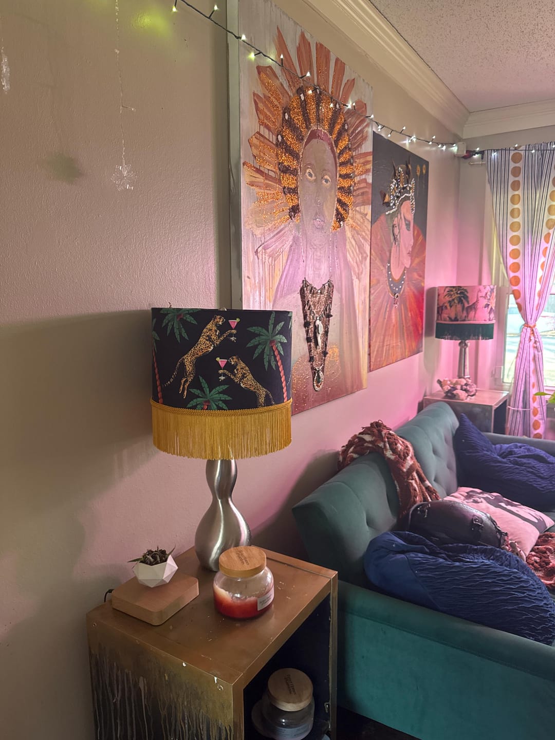Customer photo review of Cocktail Cheetah Tassel Drum Lampshade Black