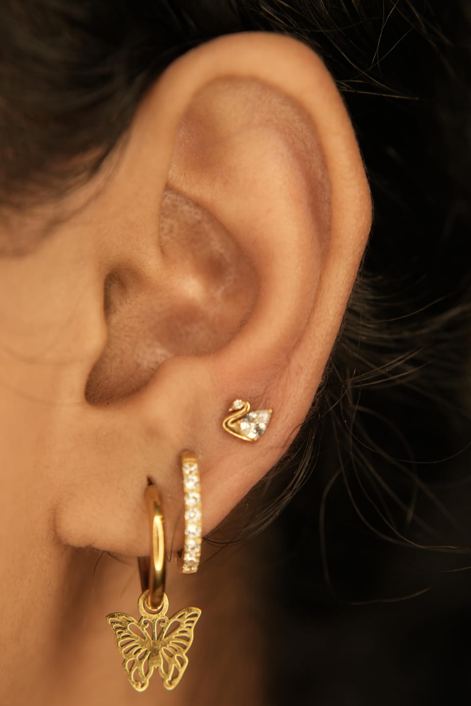 Customer photo review of Sylvia Butterfly Hoop Drop Earrings