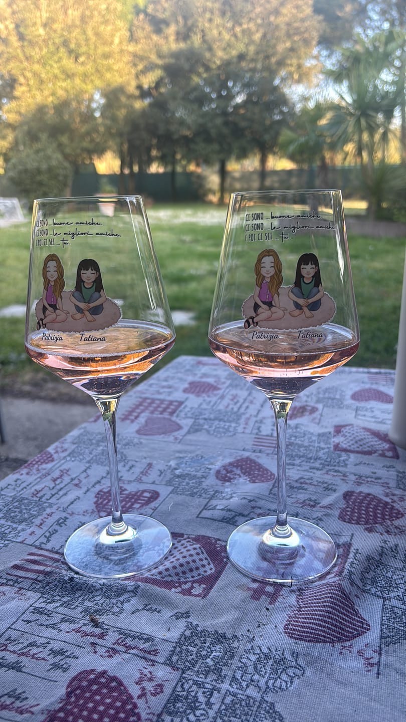 Customer photo review of Cin Cin! - Bicchiere da vino personalizzato per migliori amiche